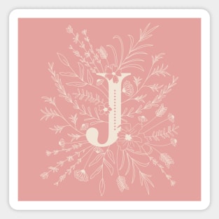 Botanical Letter J (Hibiscus Pink) Magnet